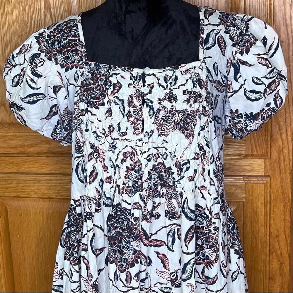 House of Harlow 1960 Ozzie Ivory Floral Print Puff Sleeve Mini Dress Size Medium - Picture 2 of 15